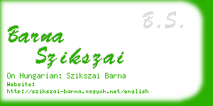 barna szikszai business card